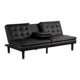 thumbnail image 2 of Berie Futon Sofa Bed-Drop-Down Tray-Cupholder-Black Faux Leather, 2 of 6