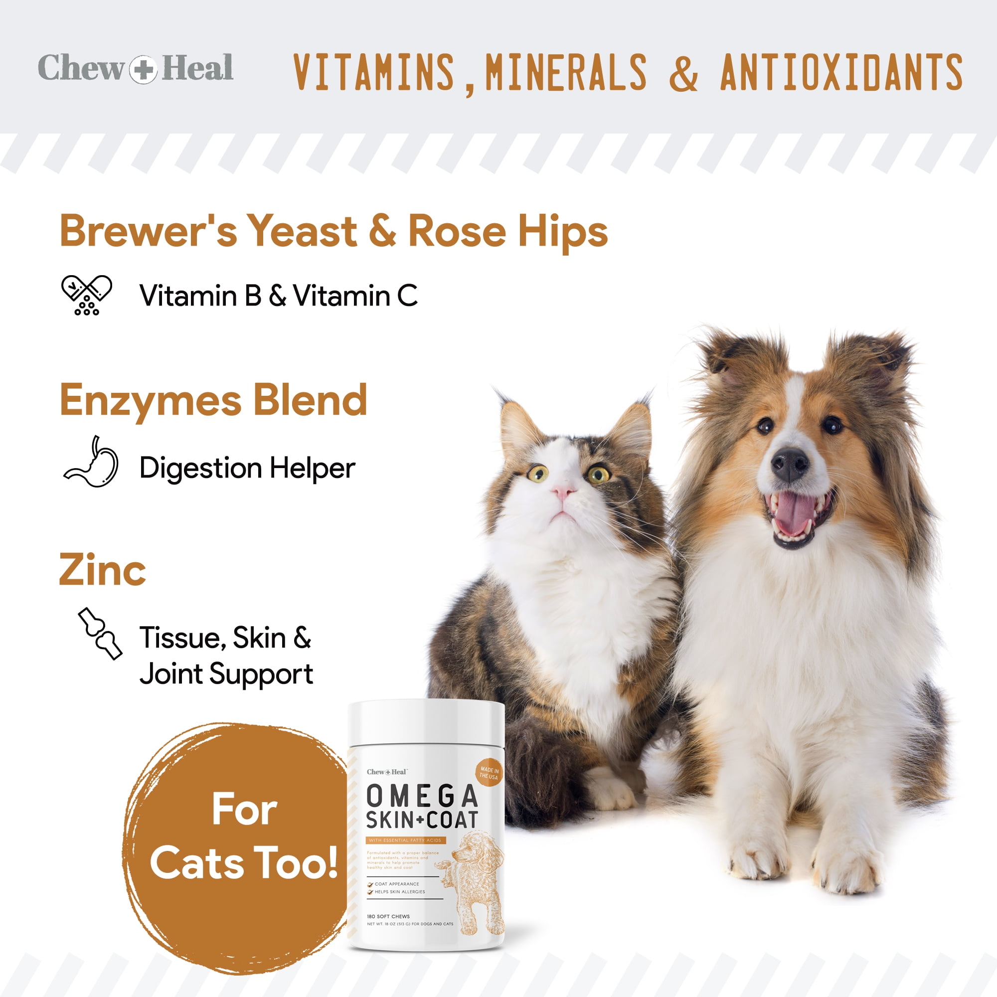 Chew + Heal Digestive Enzyme Supplement for Dogs - 120 Soft Chew Treats