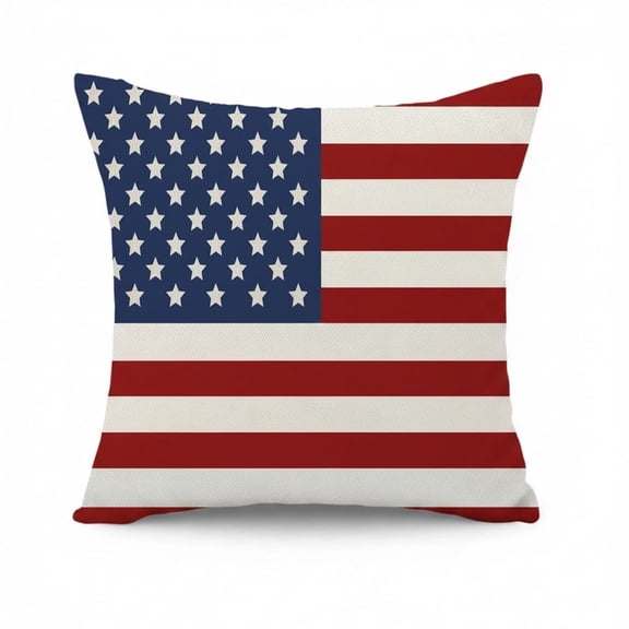 Secfreeship Independence Day Patriotic Throw Pillow, Red White Blue Fade Resistant Decorative Cushion, Hidden Zipper Soft Pillow for Indoor Outdoor 4th of July Holiday Home Decor