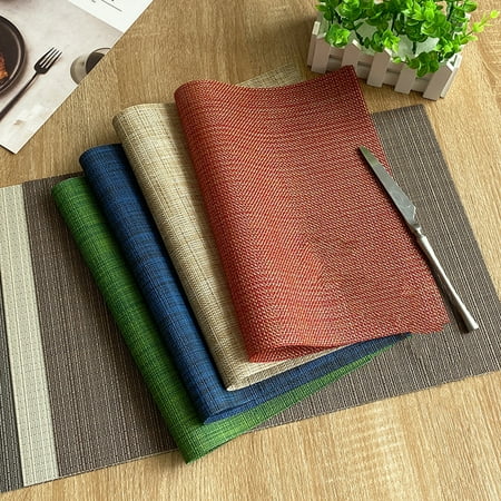 

jiaroswwei European Style Woven Placemat Heat-Resistant Anti-Skid Washable PVC Table Mat