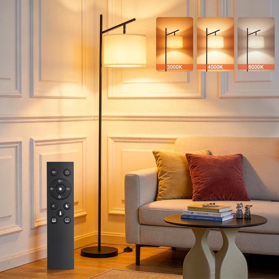 64" Floor Lamps for Living Room with Remote Control 3 Color Temperature Dimmable Standing Lamp Tall Pole Lamps for Bedroom, Office,Gold,Bulb Included