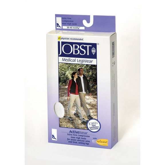 Jobst Activewear 30 - 40 Mmhg Firm Support Unisex Athletic Knee Highs - Cool White - Medium