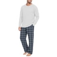 thumbnail image 5 of VV AVEORS Mens Pajama Set Bamboo Viscose Soft Pijamas Sets Plaid Long Sleeve Full Length Pants Pjs Check Sleepwear With Pockets Navy M, 5 of 7