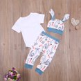 thumbnail image 2 of FOCUSNORM Baby?s Cute Rabbit Letter Romper and Stripe/Print Trousers with Hat, 2 of 7