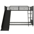 thumbnail image 6 of Bunk Bed Twin Over Twin, Metal Twin Bunk Bed with Slide and Ladder, Montessori Floor Beds with Guardrail, No Box Spring Required, Black, 6 of 7