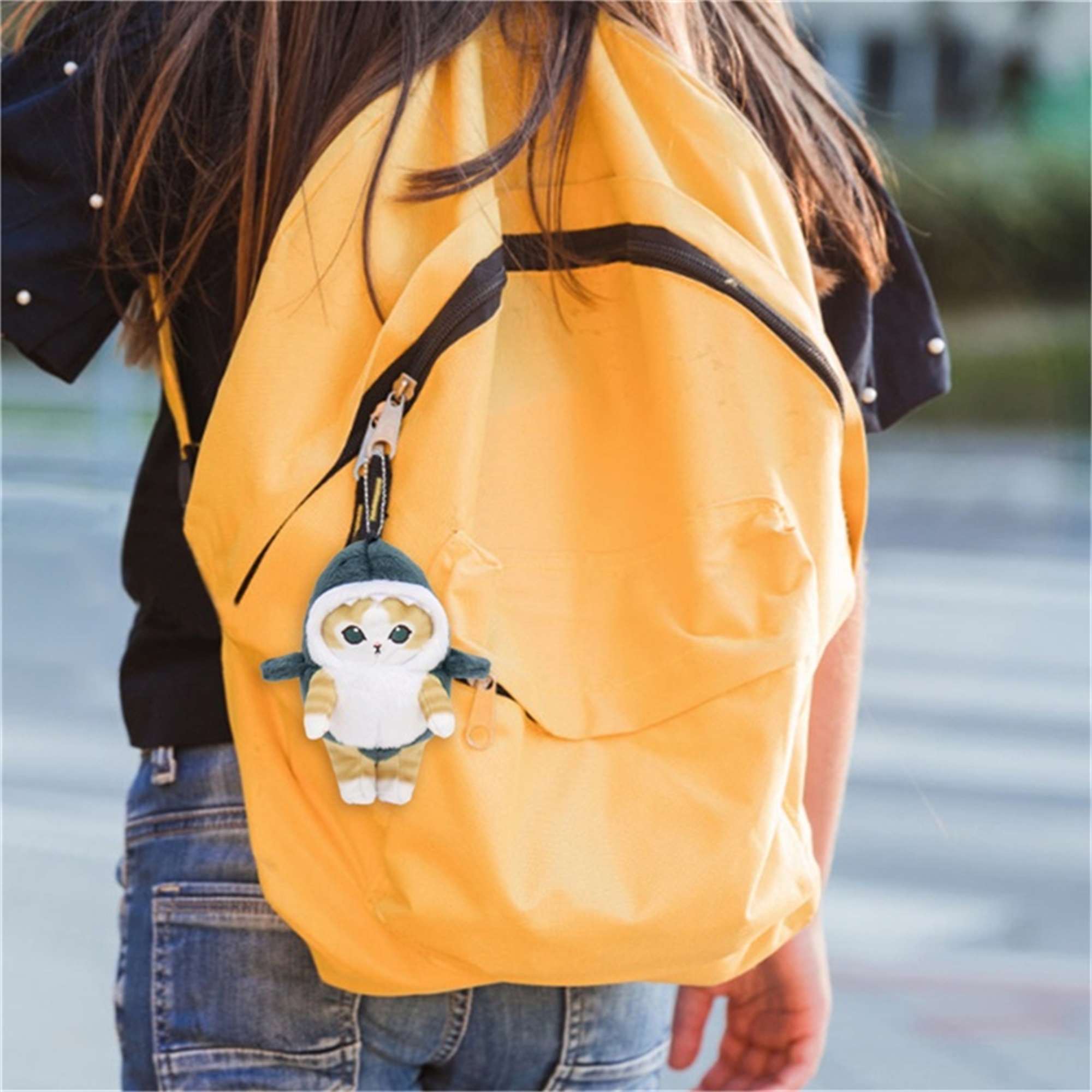 Cartoon Keychain, Funny and Cute Shark Cat Doll Keychain for Backpack ...