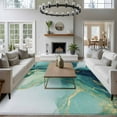 thumbnail image 3 of Large Area Rugs for Living Room Bedroom, Turquoise Marble 8'x10' Rug Washable Carpet Runner Indoor Outdoor, Modern Abstract Art Aesthetics Non Slip Floor Mats Rug for Kitchen, Patio, 3 of 8