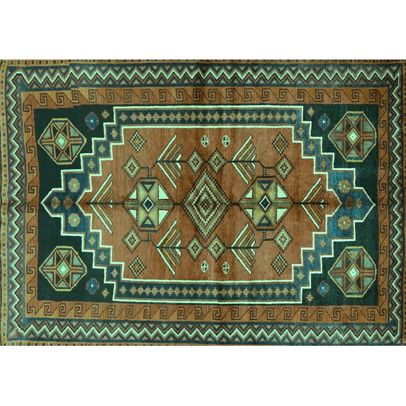 Ahgly Company Machine Washable Indoor Rectangle Persian Turquoise Blue Traditional Area Rugs, 2' x 4'