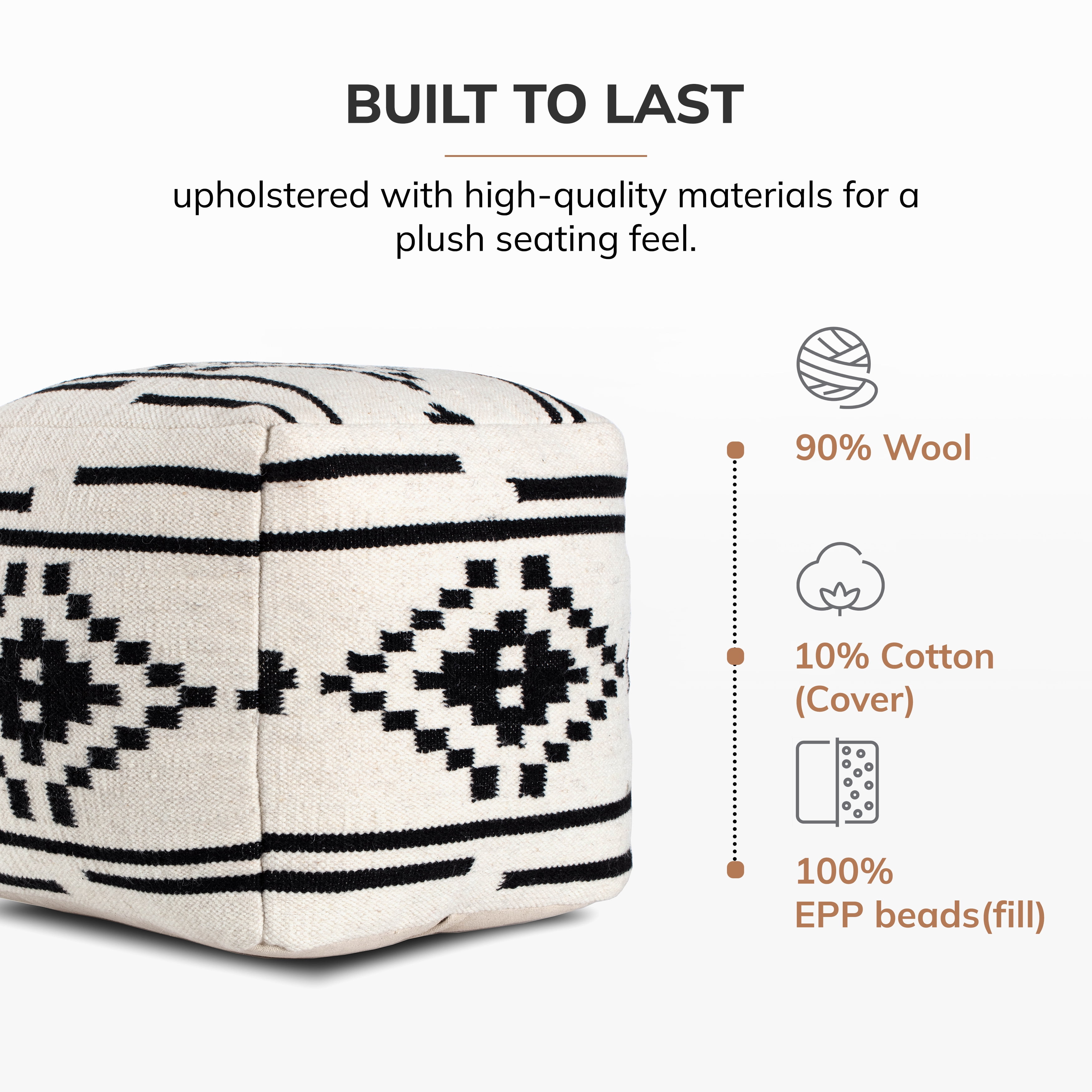 Anji Mountain Cube Geometric Woven Pouf