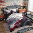 thumbnail image 2 of Manfei Ink Samurai Bedding Comforter Set for Boys Men, Mountain Temple King Bedding Sets, Black Red Gray, Black Reversible7-Piece, 2 of 6