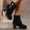 Black, variant on Bnwani Women Boots Fashion Toe Zipper High-Heel Thick Chunky High Ankle Fleece Warm Comfortable Casual Solid Boot Black Size 5.5