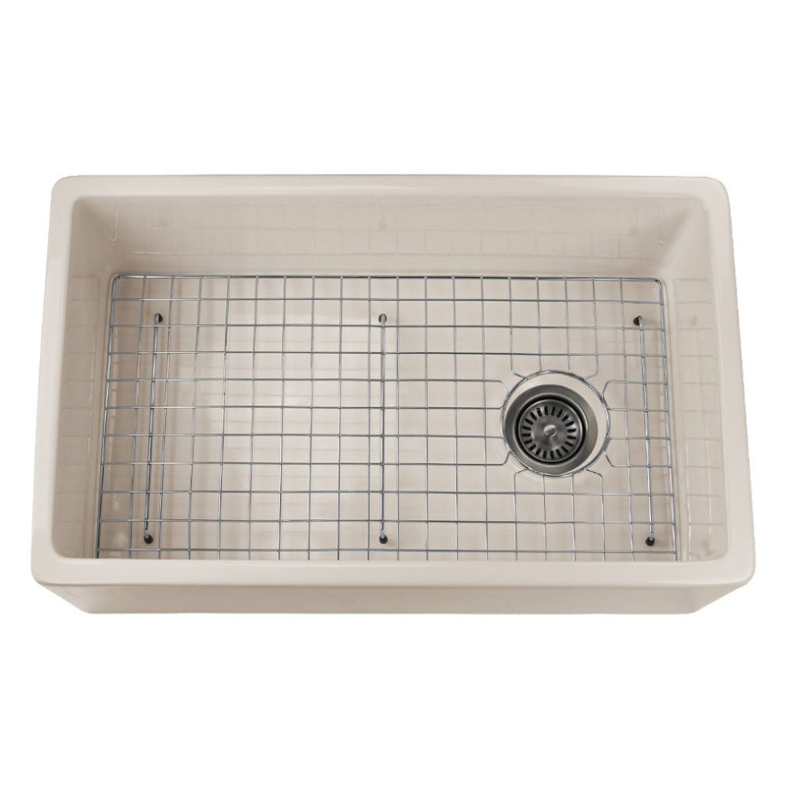 Nantucket Sinks FCFS30 Farmhouse Kitchen Sink with Grid and Offset Drain Hole