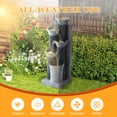 thumbnail image 3 of Haverchair 24" Outdoor Water Fountain with LED Lights, 5-Tier Bamboo Joint Design Bowl Garden Fountain, Modern Cascading Waterfall for Garden, Patio, Backyard, Deck, Porch and Home Decor, 3 of 8