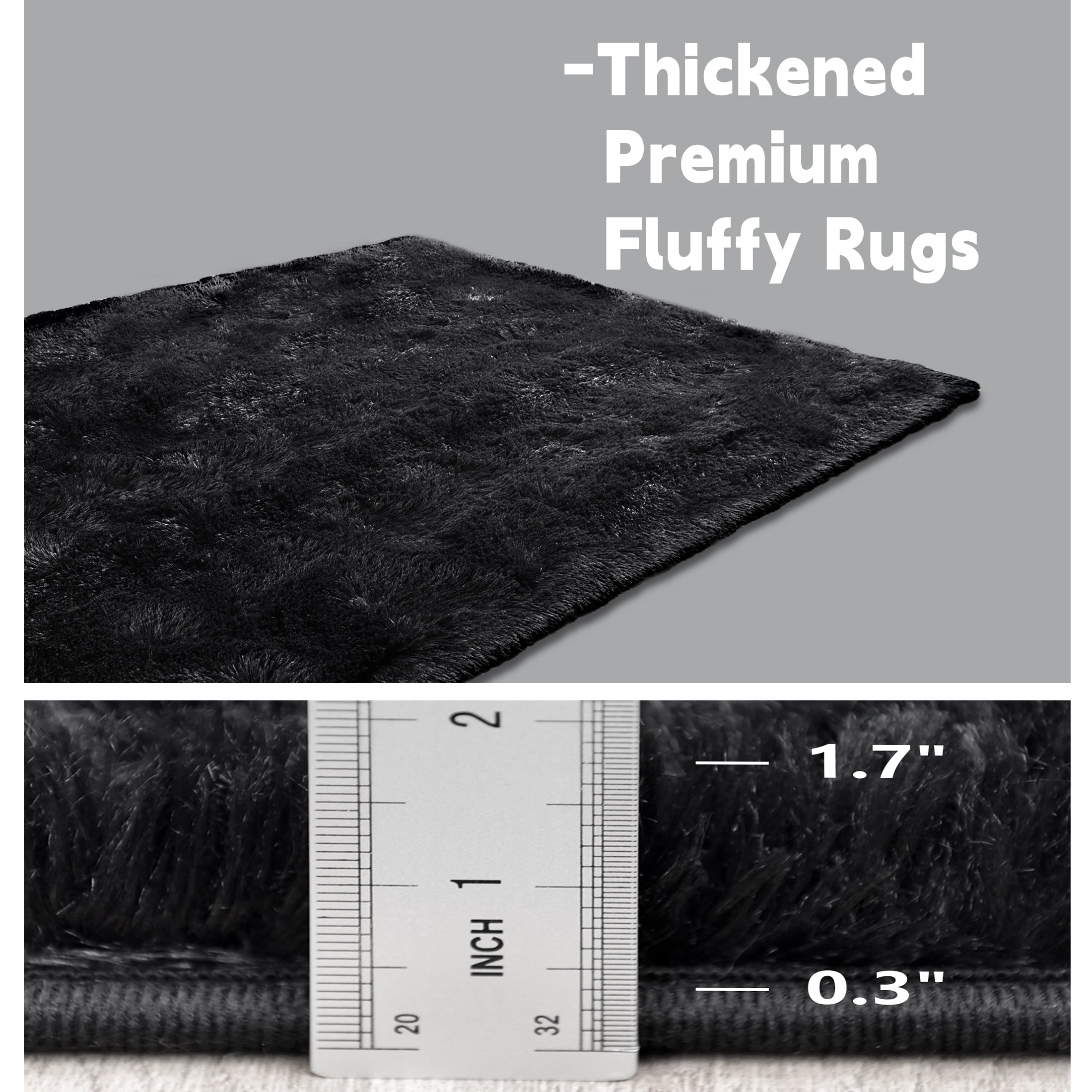 ZENELESS 5' x 7' Soft Fluffy Area Rugs for Living Room Bedroom Large Area Rug Indoor Carpet Black