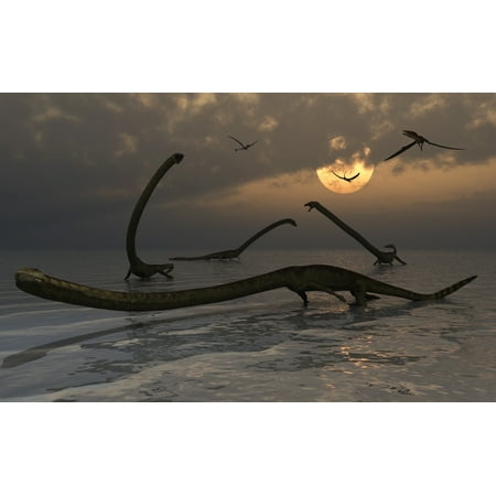 Insects And The Homes They Build Tanystropheus are reptiles of the Triassic period that grew up to six meters long They are carnivorous by nature feeding upon fish insects & smaller reptiles Poster Print ()