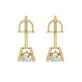 thumbnail image 4 of 1 Ct Round Cut Studs Clear Moissanite 18K Yellow Solid Solid Gold Everyday Dainty Earrings Screw Back, 4 of 7