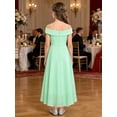 thumbnail image 7 of Hansber Off Shoulder Flower Girl Dress Junior Bridesmaid Wedding Evening Pageant Birthday Party Prom Gown Mint Green 10, 7 of 7