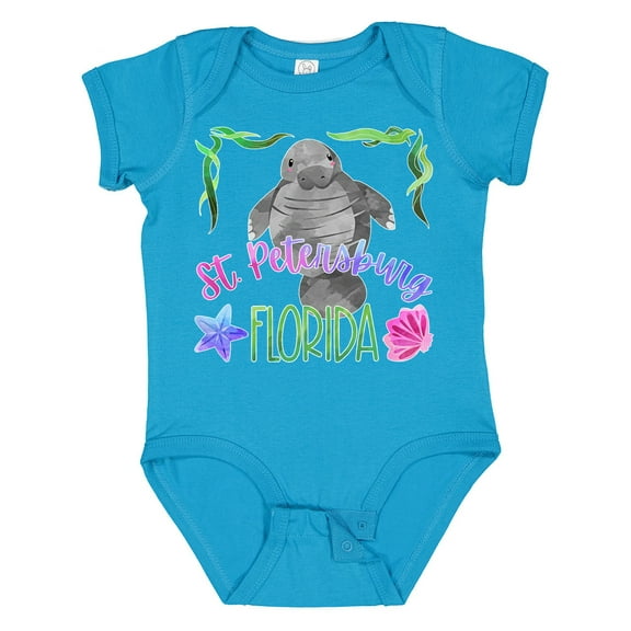 Inktastic St. Petersburg Florida Cute Swimming Manatee Boys or Girls Baby Bodysuit