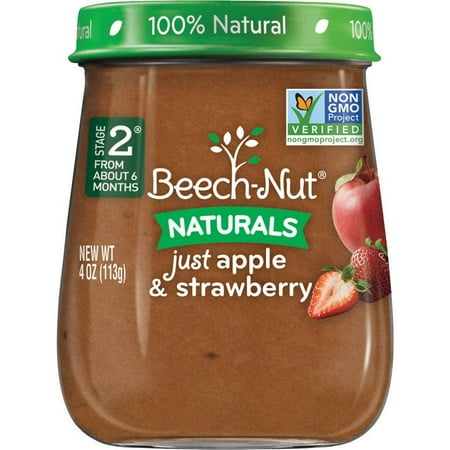 Beech-Nut Naturals Stage 2 Just Apple & Strawberry Baby Food, 4.0 oz, (Pack of 10)