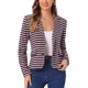 thumbnail image 1 of BLAZER A RAYAS DE LARGA MANGA CON SOLAPA NOTCH PARA MUJERES INSPIRE CHIC EN AZUL MARINO Y ROSA, 1 of 6