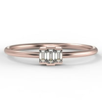 Dazzling Minimalist 0.70 Carat Baguette Cut Trilogy Diamond Moissanite Engagement Ring, Wedding Ring In 925 Sterling Silver With 18K Rose Gold Plating Gift For Her, Three Stone Ring, Promise Ring