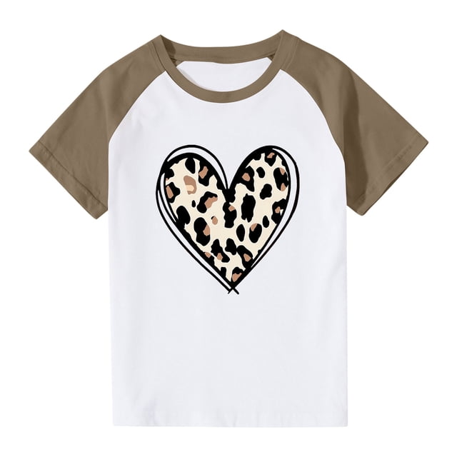 Rbaofujie T-Shirts Graphiques pour Fille Col Rond Manches Courtes Mignons Hauts d'Été T-Shirts