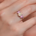 thumbnail image 4 of Gem Stone King 10K White Gold Morganite Peach Pink Sapphire and White Lab Grown Diamond 3 Stone Engagement Ring for Women (2.24 Cttw, Gemstone Birthstone, Available in Size 5, 6, 7, 8, 9), 4 of 5