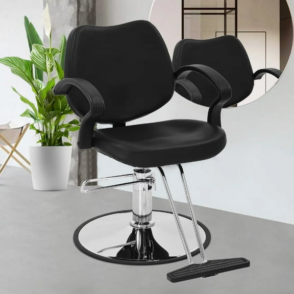 CL.HPAHKL Barber Chair Hair Salon Chair, Heavy Duty Hydraulic Pump Shampoo Chair, 360° Rotation, Height Adjustable Hair Stylist Chair, Black
