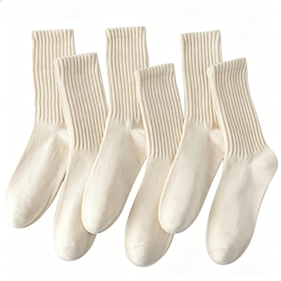 DOVACKA 6-Pack Neutral Striped Retro Crew Socks, Casual Cotton Socks for Men Women (Size 7-15)