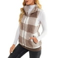 thumbnail image 5 of Fangasis Ladies Waistcoat Sleeveless Fleece Vest Zip Up Sherpa Jacket Women Lightweight Outerwear Casual Work Fuzzy Vests Khaki 3XL, 5 of 6