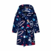 EGNMCR Robes for Kids Boys Girls Robe Kids Flannel Hooded Bathrobe Sleepwear Toddler Plush Robes With Belt Women Bra