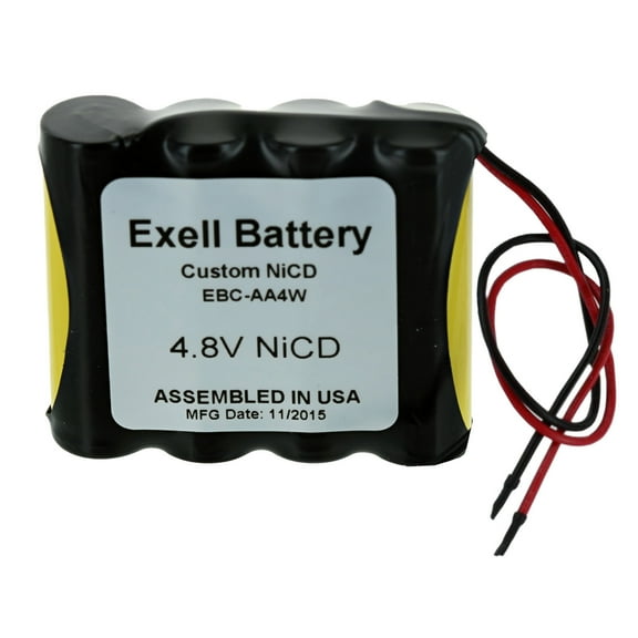 Exell 4.8V Custom NiCd 1000mAh Battery Pack w/ 5" AWG Bare Wire Leads