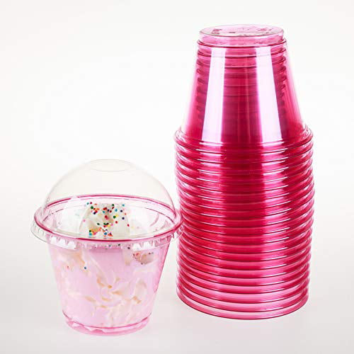 25 Sets 12 oz Plastic CLEAR Cup with DOME Lid NO Hole 