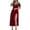 Wine, variant on Women's Elegant Formal Maxi Dresses Short Sleeve V Neck Cold Shoulder Pleated High Slit Wedding Guest Cocktail Dress