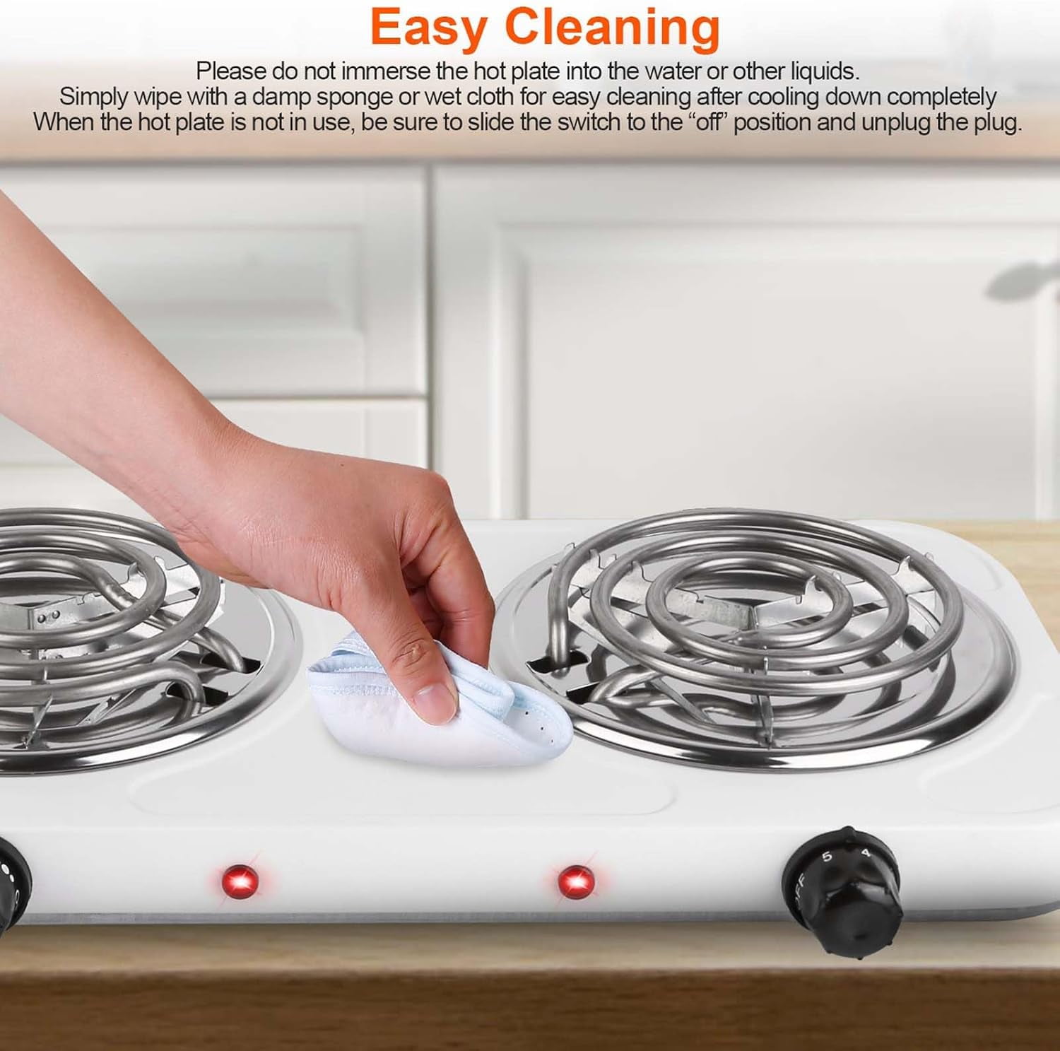 JahyShow 2000W Double Burner, Electric Hot Plate for Cooking Portable Cooking Stove, Countertop Burner Cooktop for Kitchen, Dorm, Temperature Control, Easy to Clean, White