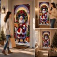 thumbnail image 3 of Christmas Santa Door Cover Gift Box Wreath Snow Scene Hanging Decor For Front Door Porch Holiday Party Home Decoration, 3 of 7