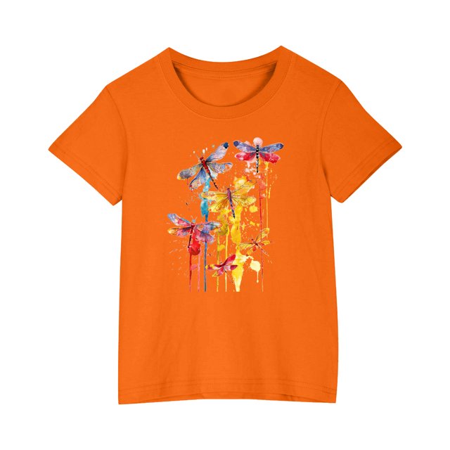 RXIRUCGD 2025 Vêtements d'Été pour Enfants T-shirt Imprimé Mode Mignon Col Rond Manches Courtes
