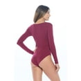 thumbnail image 3 of M&M SCRUBS Long Sleeve Scoop Neck Body Suit-Breathable Cotton Stretch(Burgundy, X-Large), 3 of 5