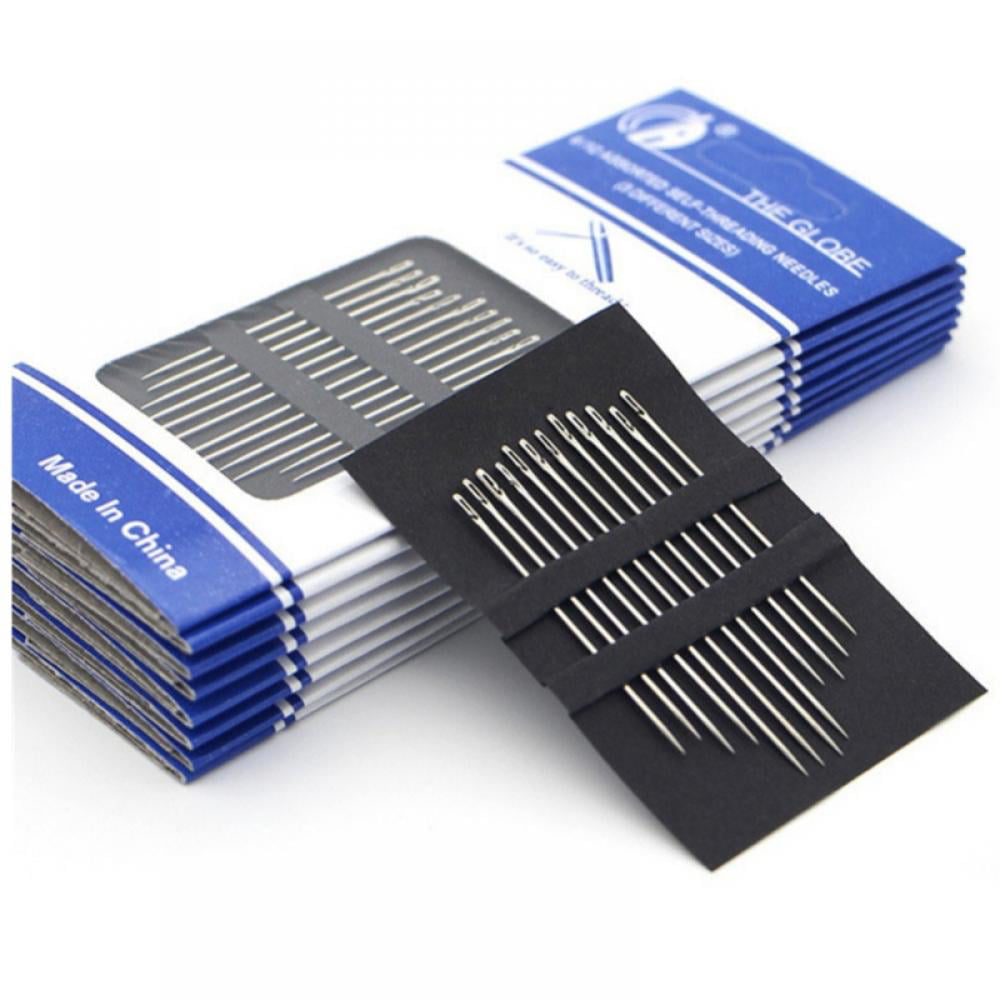 Heatoe 48 Pcs Needles Stitching Pins One Second-Needles Blind Needles Self Threading Needles Big Eye Sewing Self Threading Hand Needles Stitching Pins Embroidery Hand Sewing Tools 