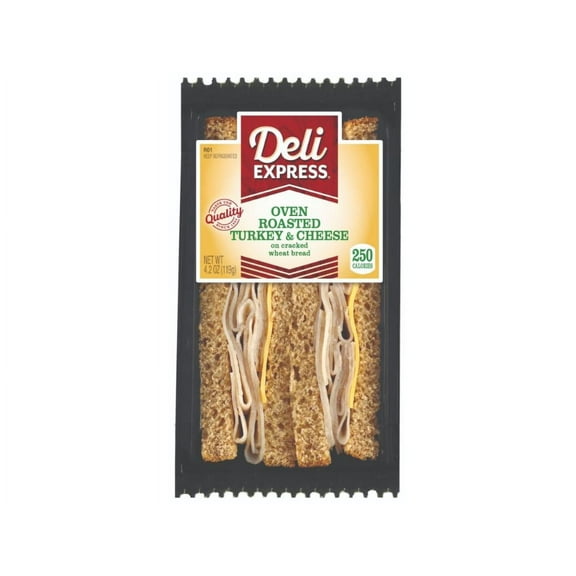 Deli Express Turkey & Cheese Wheat Sandwich 4.2oz (PACK OF 10)