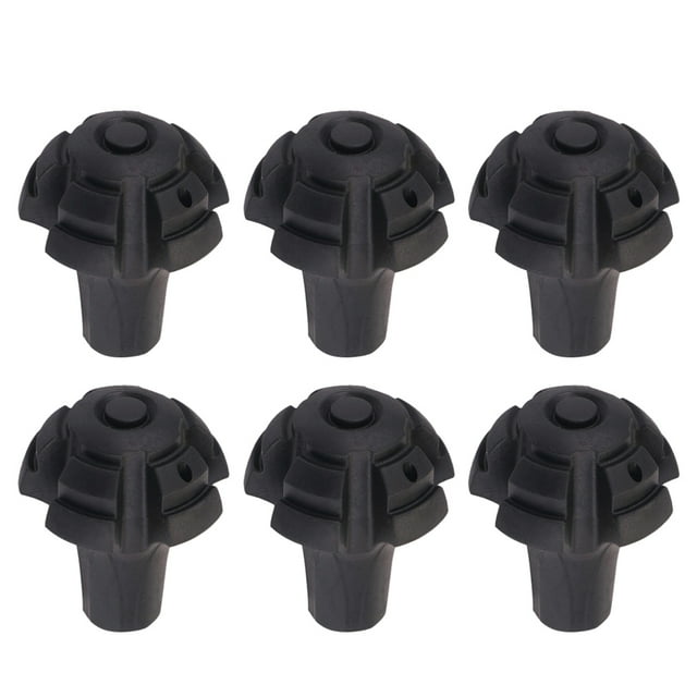 MasteelfCA 6 Pcs Housses Antidérapantes pour Bâtons de Randonnée Manchons TPR d'Extérieur Coussinets Ronds en Canne (Noir)