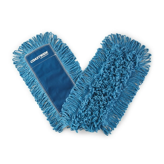Staples COASTWIDE Looped-End Dust Mop Head Cotton 36" x 5" Blue CW56760