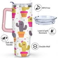 thumbnail image 3 of 40oz Cactus Pattern Stainless Steel Flip Straw Tumbler Spill Proof Travel Cup Double Wall Vacuum Insulated Coffee Mug with Top Handle, 3 of 6