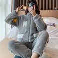 thumbnail image 3 of Conjunto de pijama de franela gruesa con capucha para invierno, ropa de dormir de terciopelo, sudadera cálida Kawaii para el hogar, novedad, 3 of 5