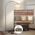 thumbnail image 3 of Dimmable Arc Floor Lamps for Living Room, Mid Century Floor Lamp,Standing Lamp with Adjustable Hanging Shade, Tall Pole Lamp Reading Light for Bedroom,Over Couch, 9W LED Bulb Included- Antique Bronze, 3 of 14