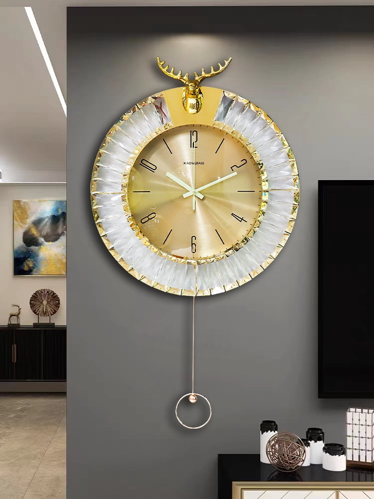 50Inch Electric Wall Clocks with LED Display, Gold