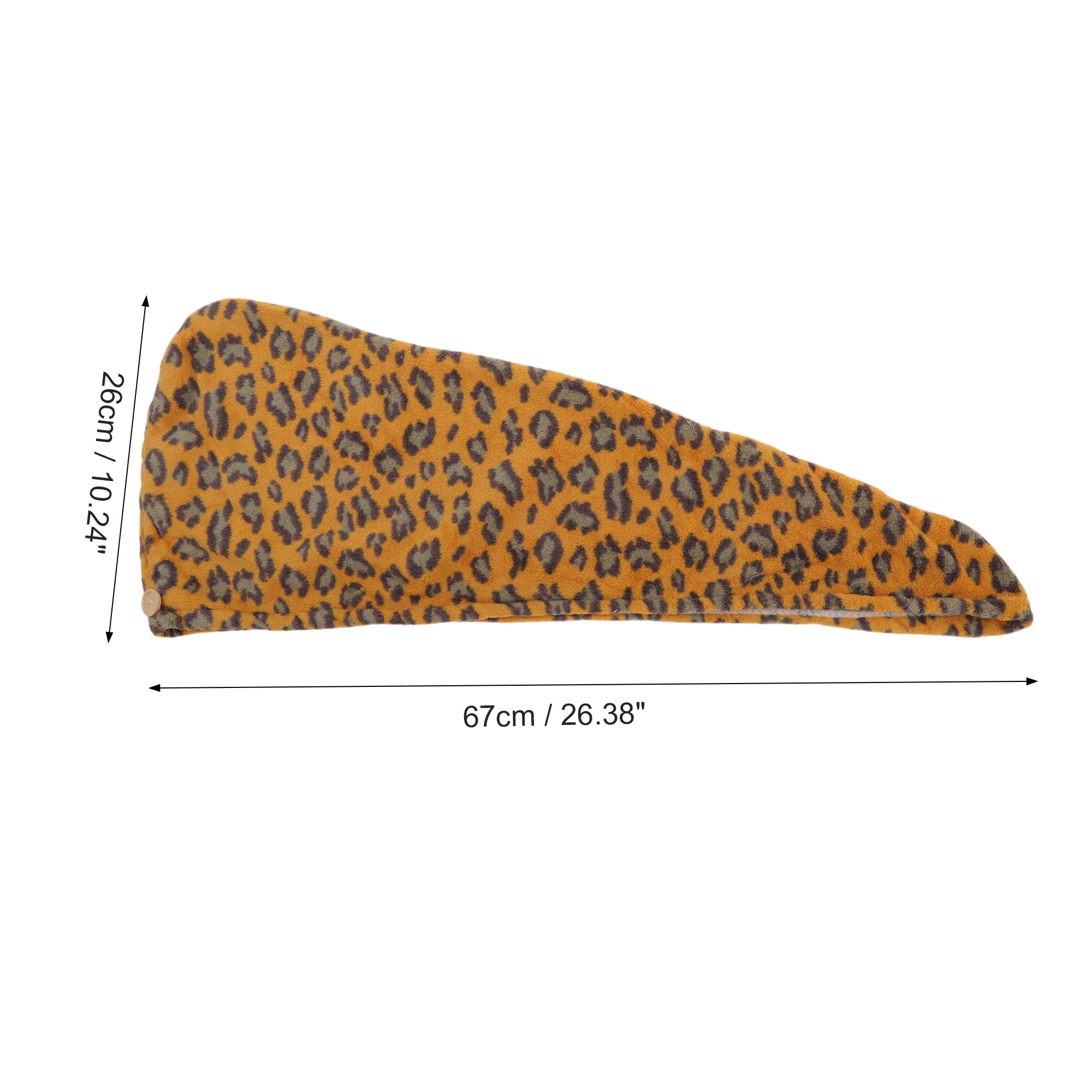Unique Bargains 1pc Water-absorbent Leopard Print Hair Towel 26.38"x 10.24" Yellow