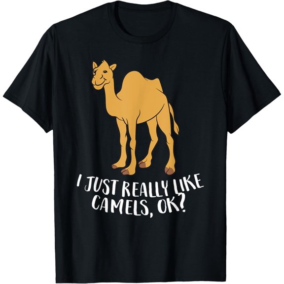 Funny Camels I Just Really Like Camels Ok Funny Camel Gift T-ShirtMen's and women's gift, black and white T-shirt, size: Extra large S-4XL