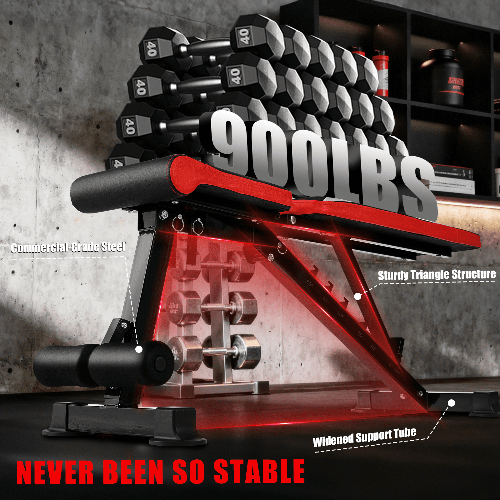 Foldable 900LBS Weight Bench for Home Gym， Workout Bench Press for Full Body Strength Training, Adjustable Backrests Incline/Flat/Decline Sit up Bench