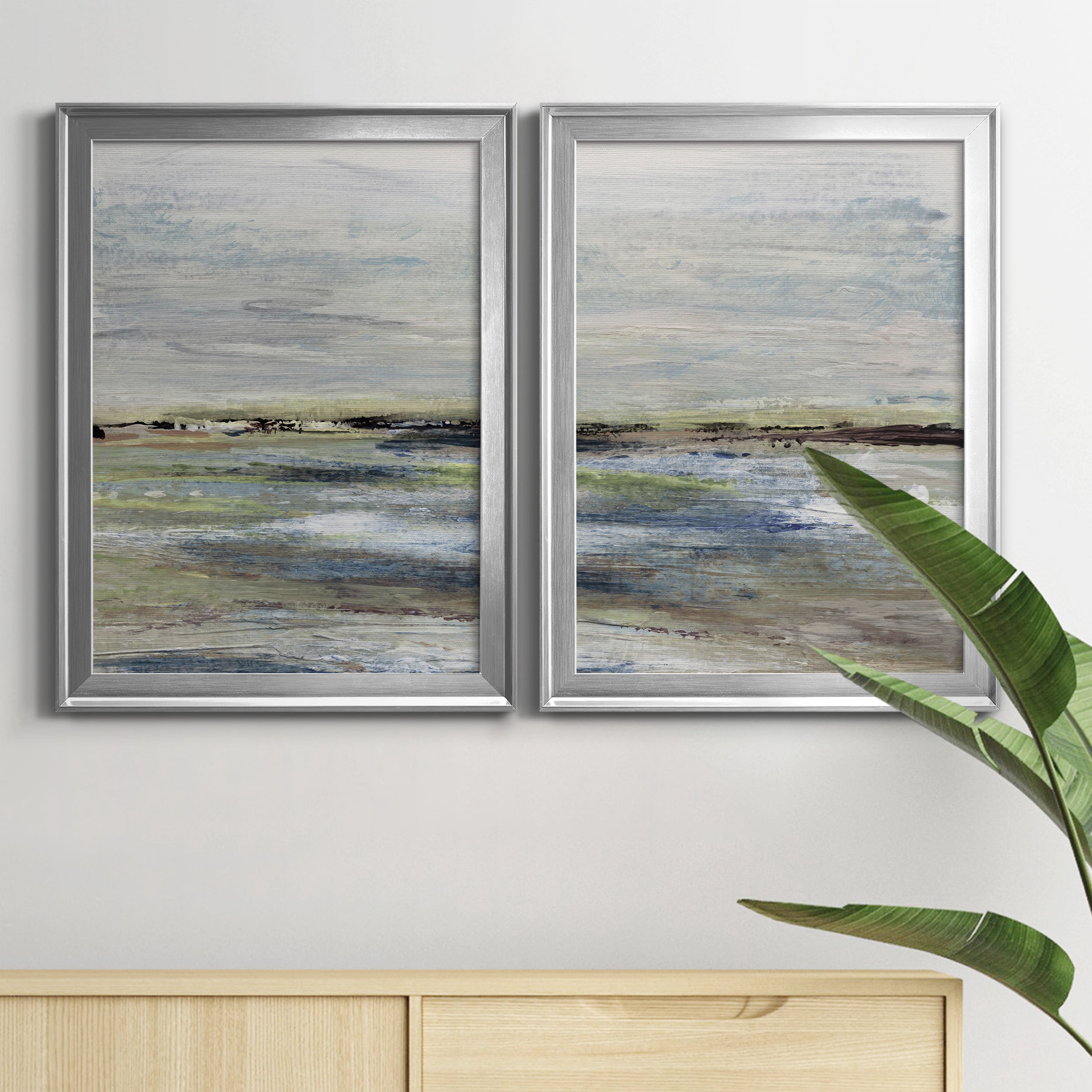 2 Piece Set Wetlands I Premium Framed Canvas - Ready to Hang - 22.5 x 30.5 Each - Silver Frame